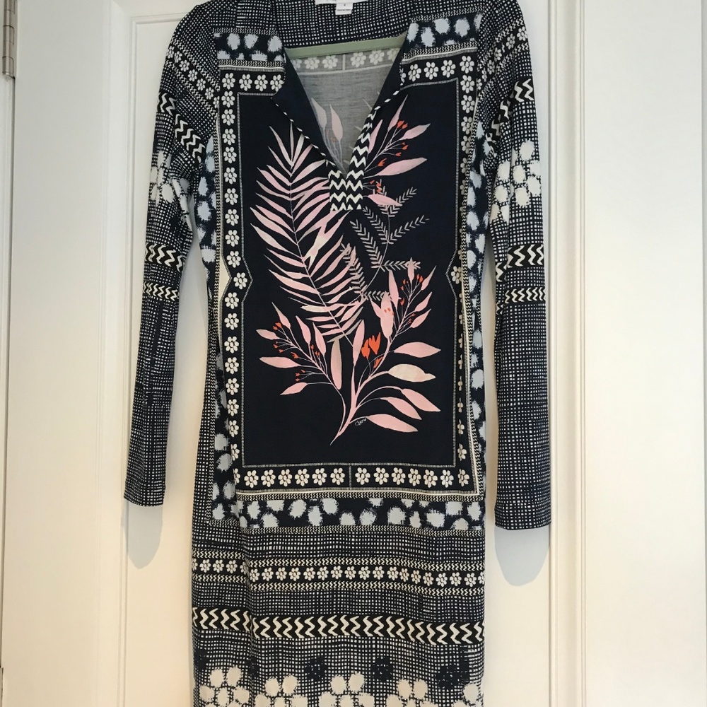 Diane Von Furstenberg 3/4 Sleeve Print Dress